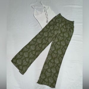 Fashion Nova Olive Patterned Wide Leg Pants